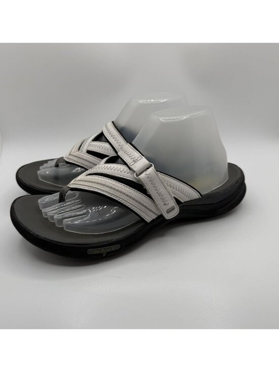 Clarks Shoes - Clarks Wave Walk Sandals Women Size 9.5M White Thong Flip Flop Comfort Shoes